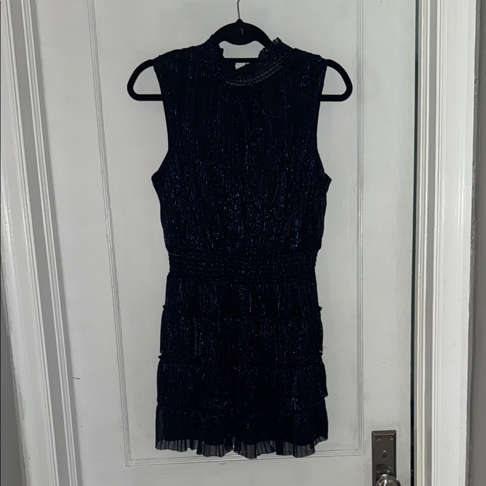 Express Midnight Blue Dress with Textured Accents